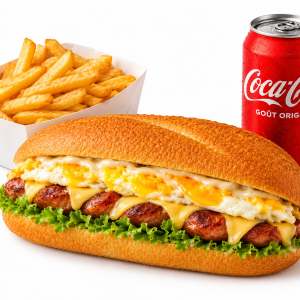 Sandwich complet saucisse (moyenne) + canette 33cl
