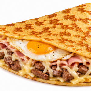 Crêpes oeuf jambon steak fromage